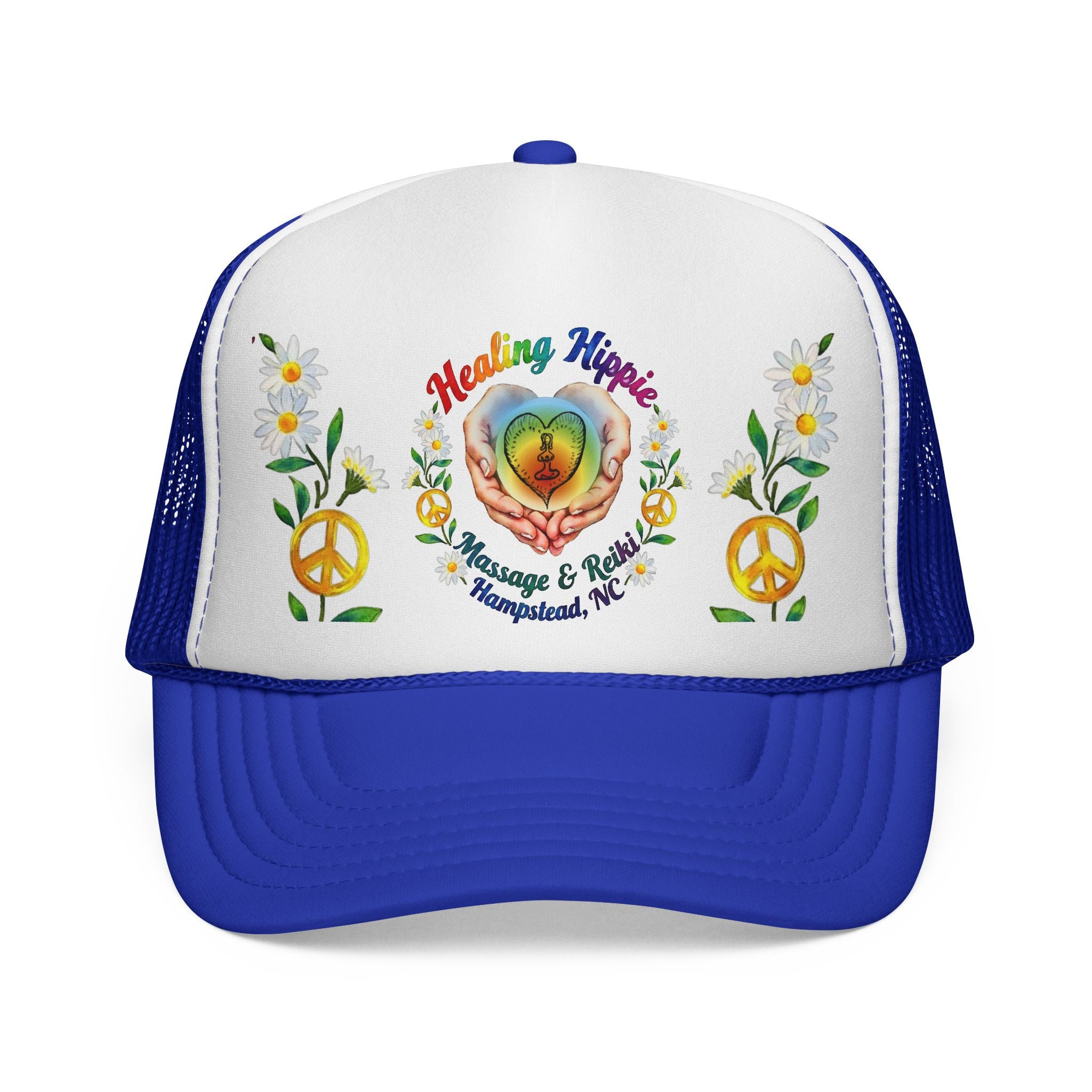 Healing Hippie Rainbow Hands Trucker Hat