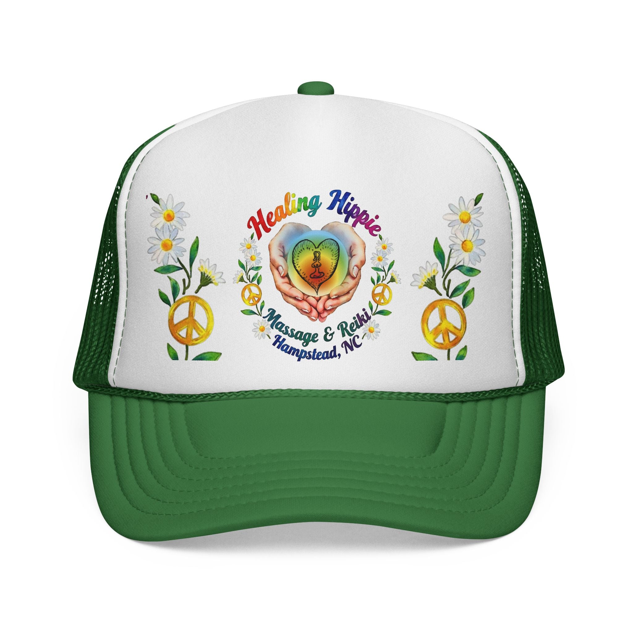 Healing Hippie Rainbow Hands Trucker Hat