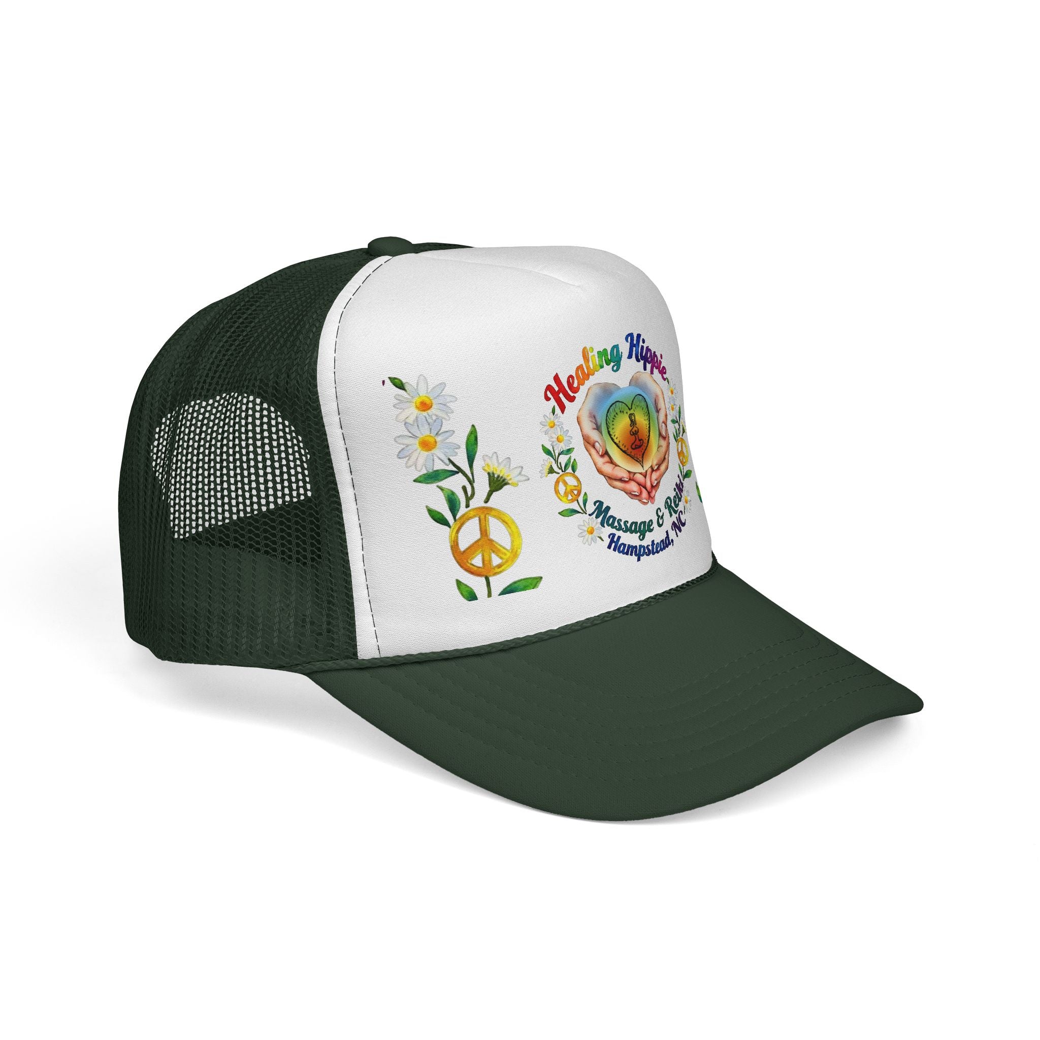 Healing Hippie Rainbow Hands Trucker Hat