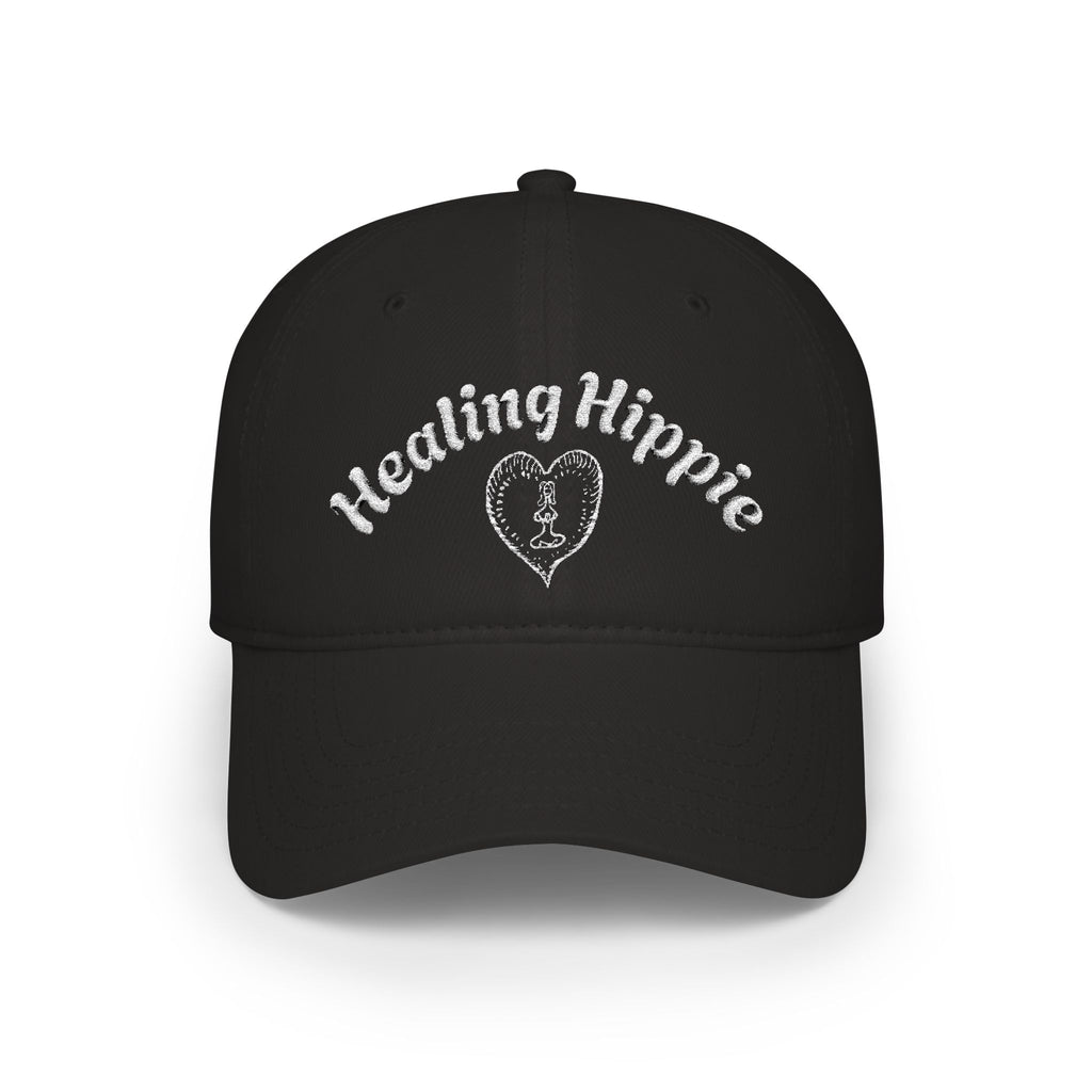 Classic Healing Hippie Embroidered Baseball Cap - White Stitching