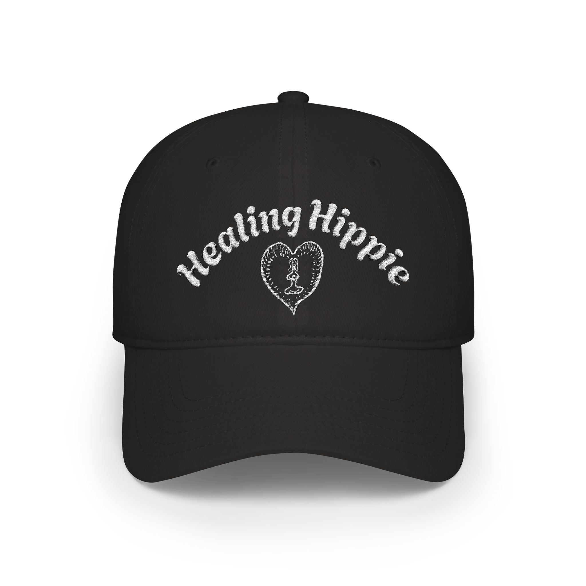 Classic Healing Hippie Embroidered Baseball Cap - White Stitching