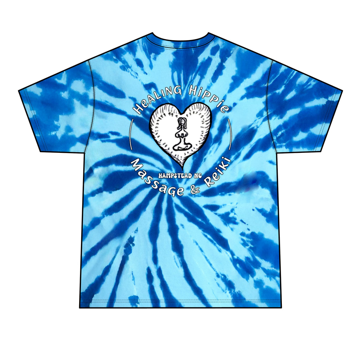 Healing Hippie Tie-Dye Tee — Men's Massage & Reiki Heart Graphic