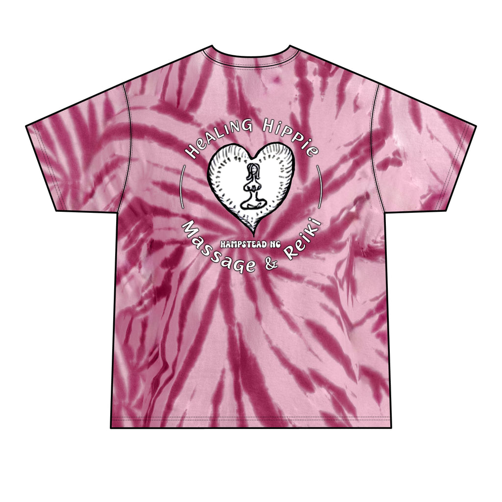 Healing Hippie Tie-Dye Tee — Men's Massage & Reiki Heart Graphic