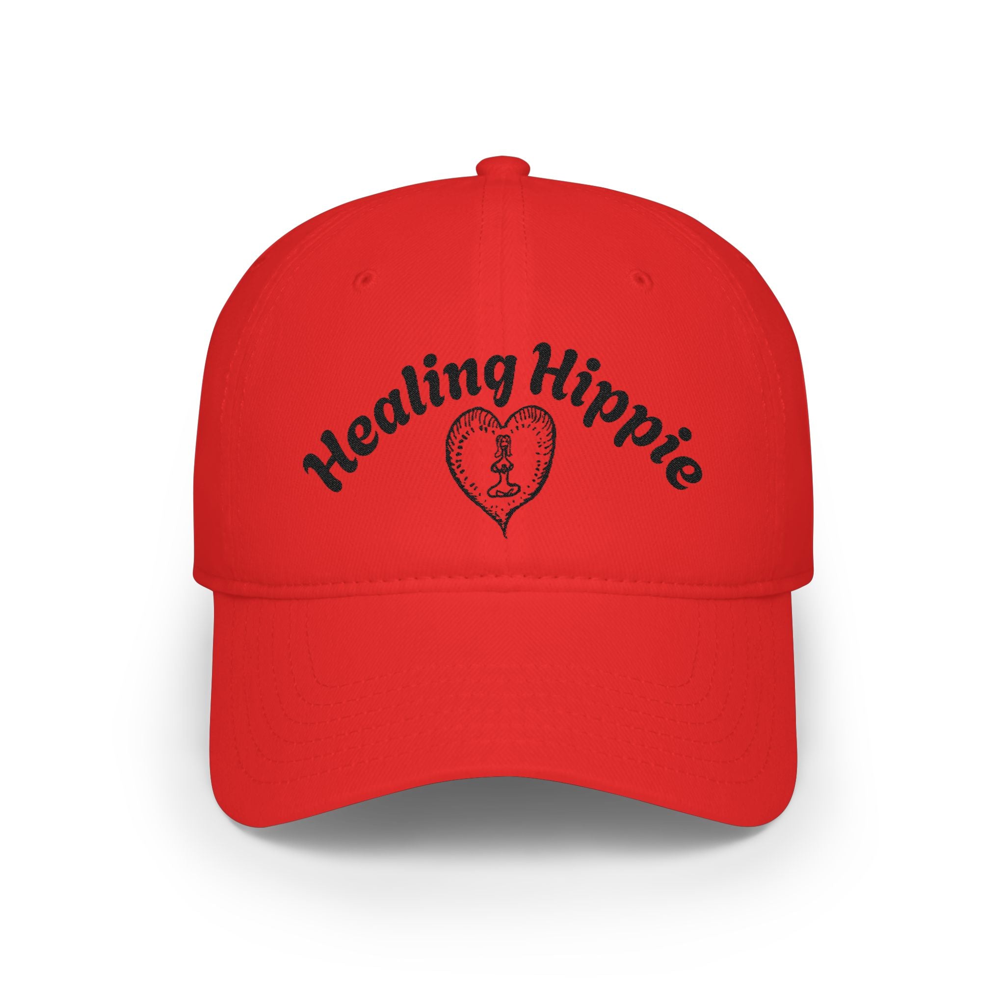 Classic Healing Hippie Embroidered Baseball Cap - Black Stitching