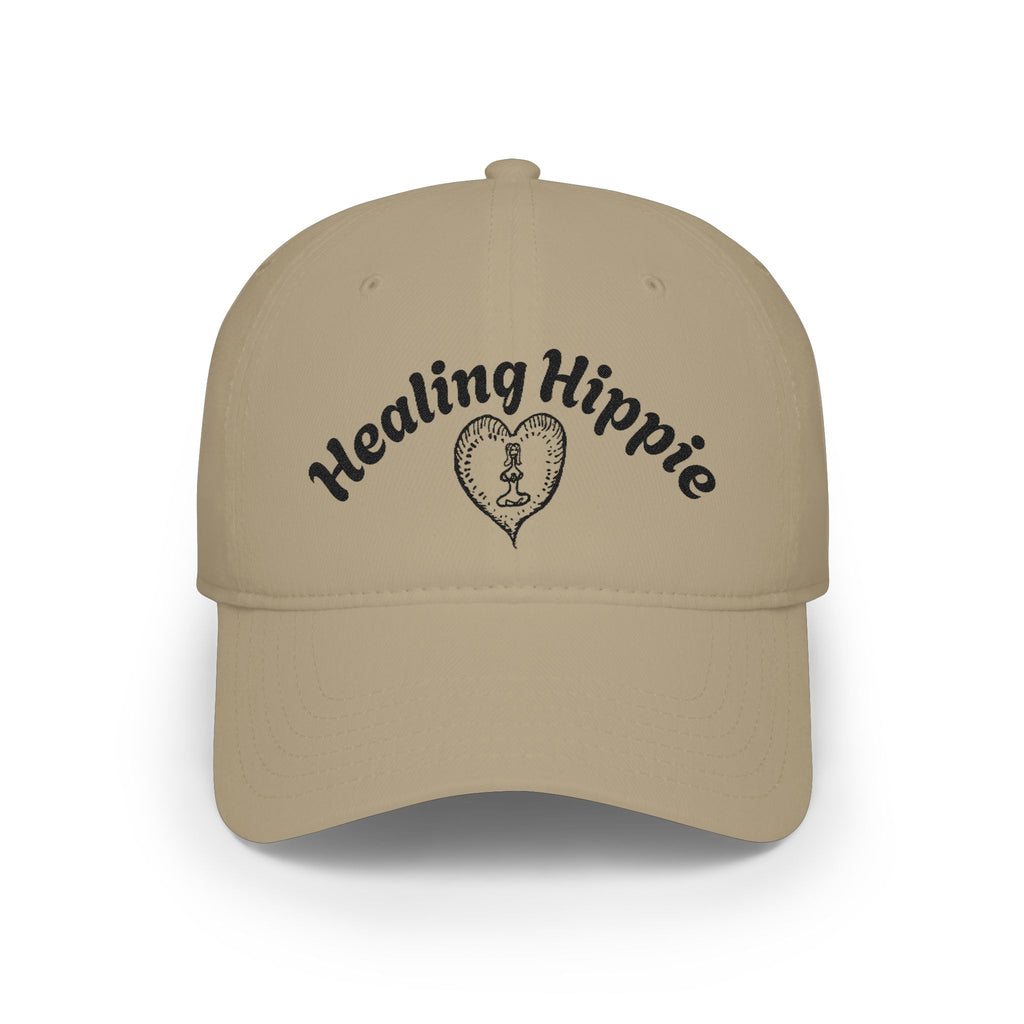Classic Healing Hippie Embroidered Baseball Cap - Black Stitching