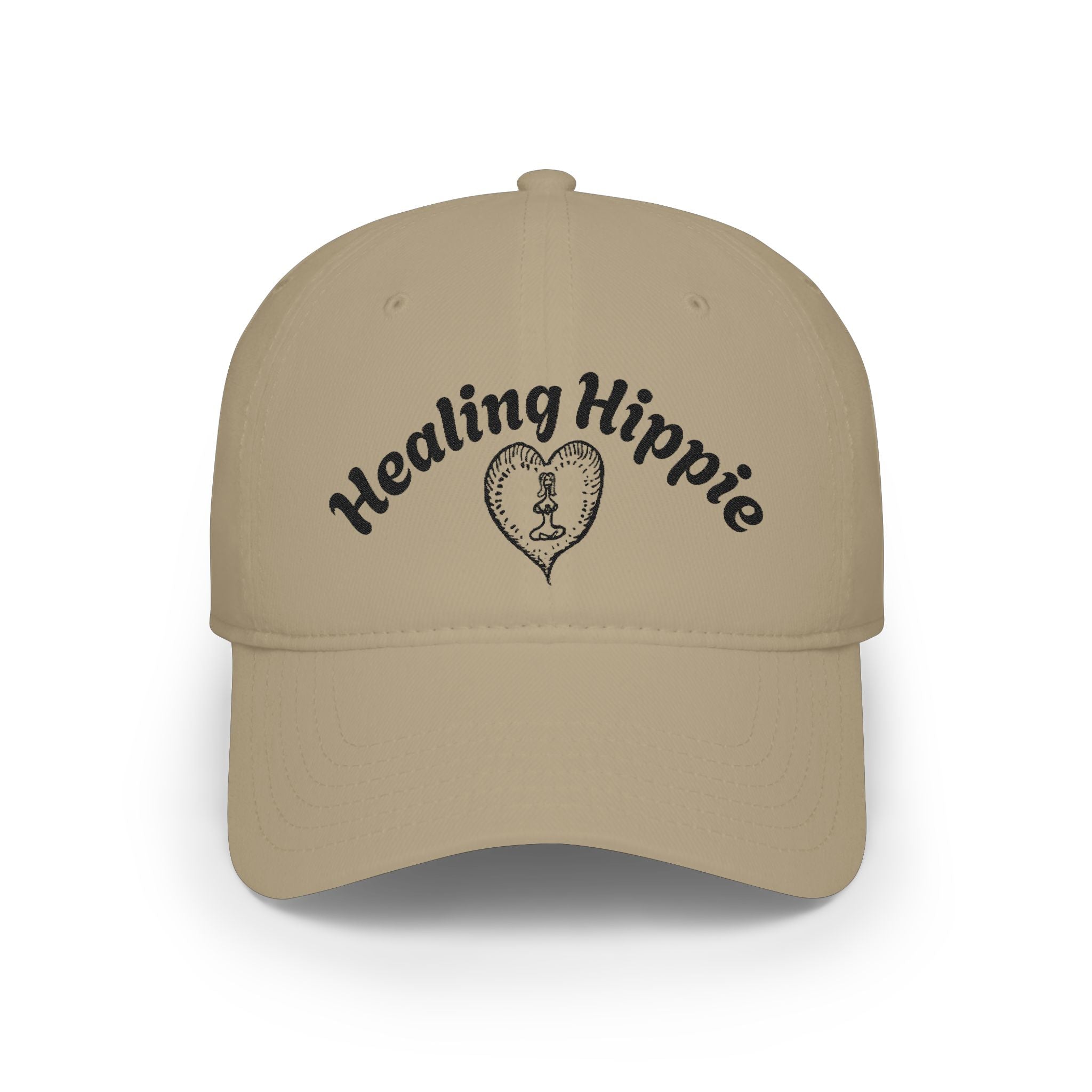 Classic Healing Hippie Embroidered Baseball Cap - Black Stitching