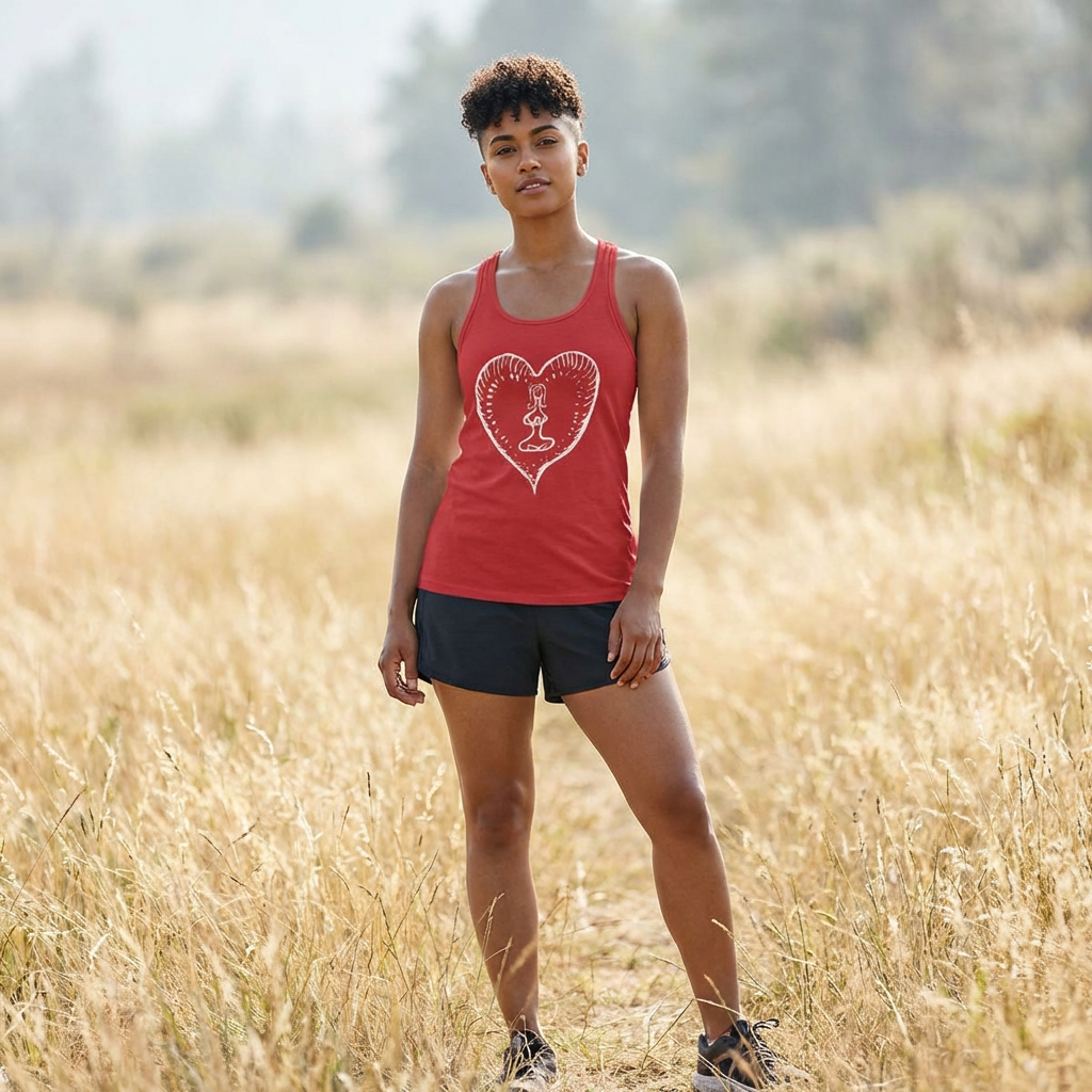 Women's Racerback Tank - Bold Hippie Heart Front & Back Design