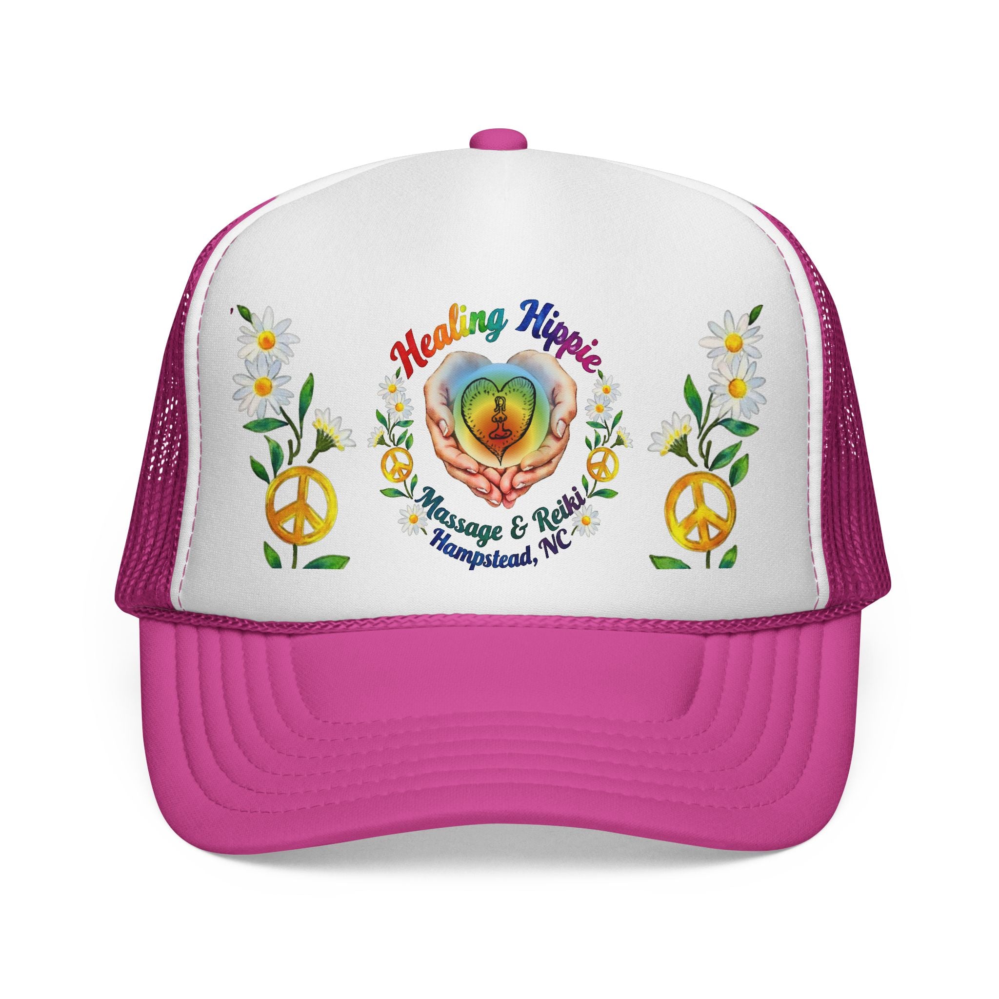 Healing Hippie Rainbow Hands Trucker Hat