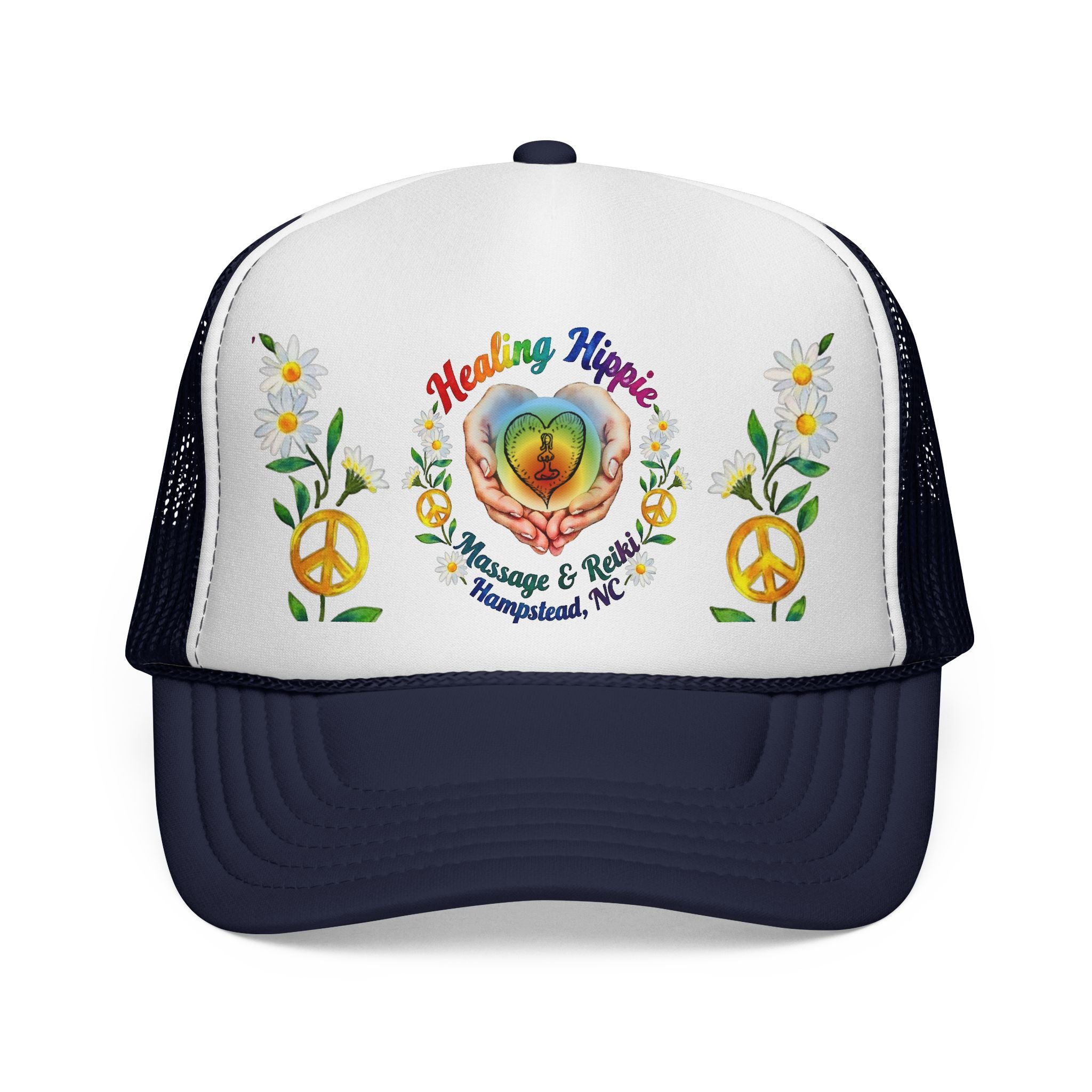 Healing Hippie Rainbow Hands Trucker Hat