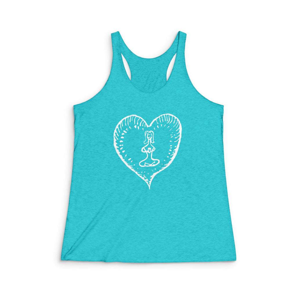Women's Large Heart Flowy Racerback Tank - Front Design