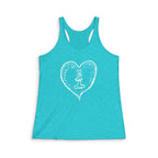 Women's Large Heart Flowy Racerback Tank - Front Design