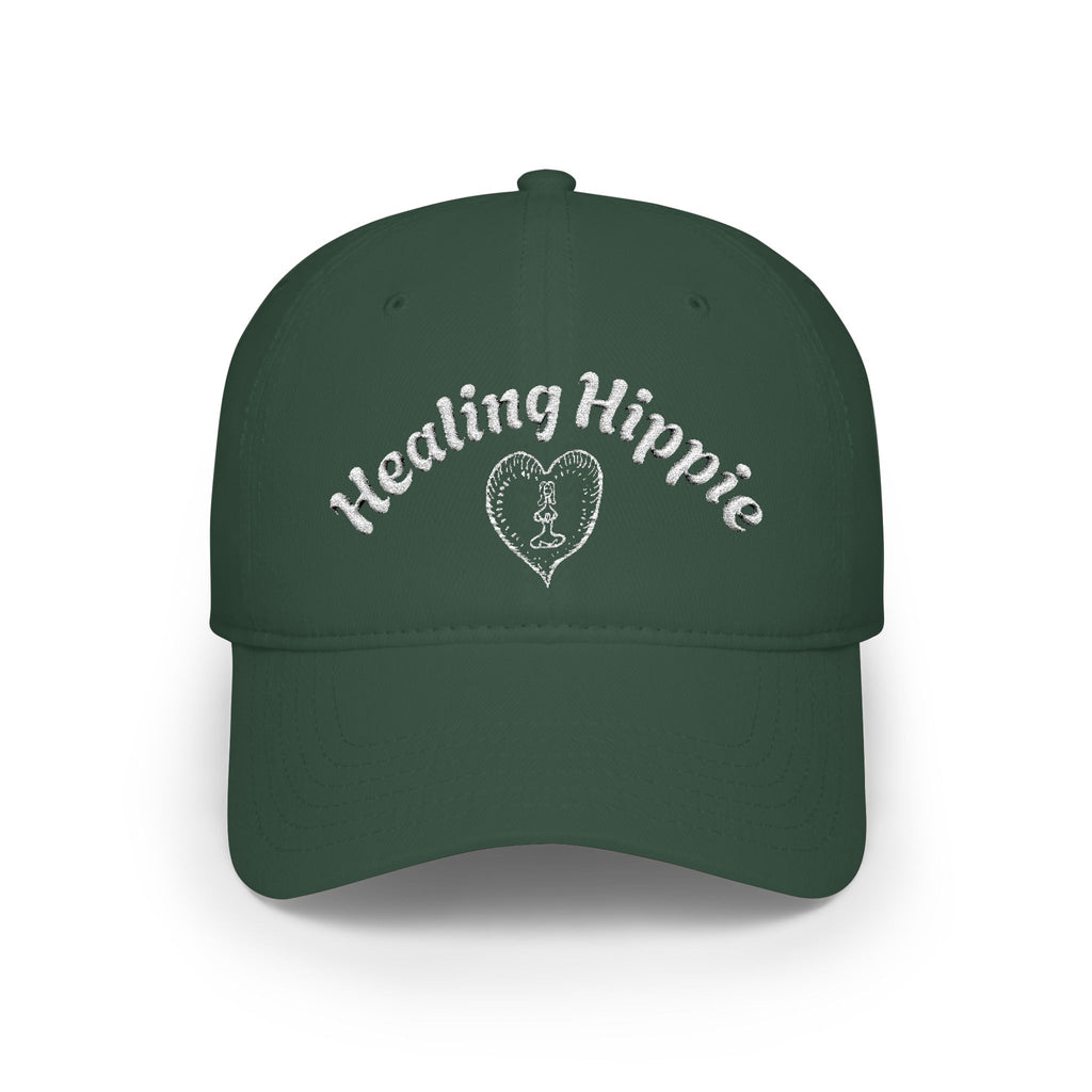 Classic Healing Hippie Embroidered Baseball Cap - White Stitching