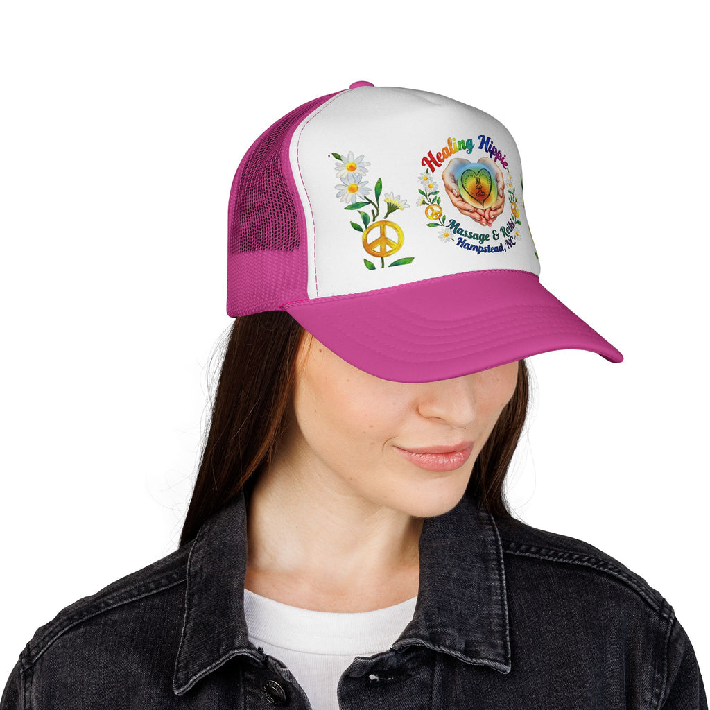 Healing Hippie Rainbow Hands Trucker Hat
