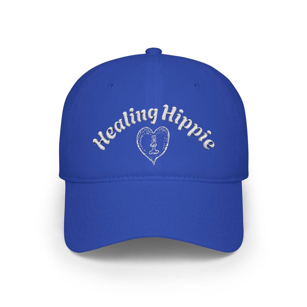 Classic Healing Hippie Embroidered Baseball Cap - White Stitching