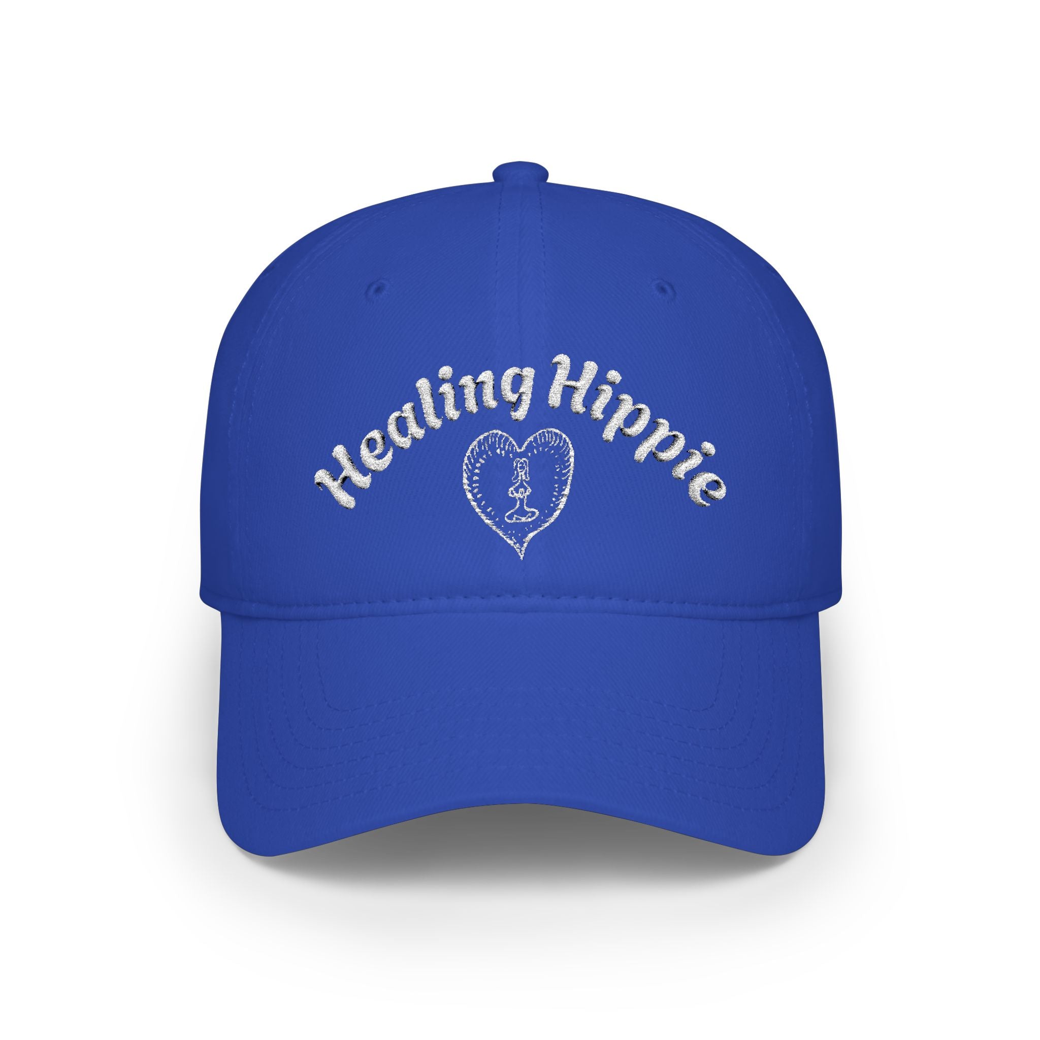Classic Healing Hippie Embroidered Baseball Cap - White Stitching